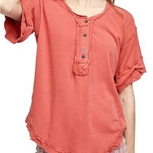 Free People Heritage Henley Boxy Short Sleeve T-Shirt